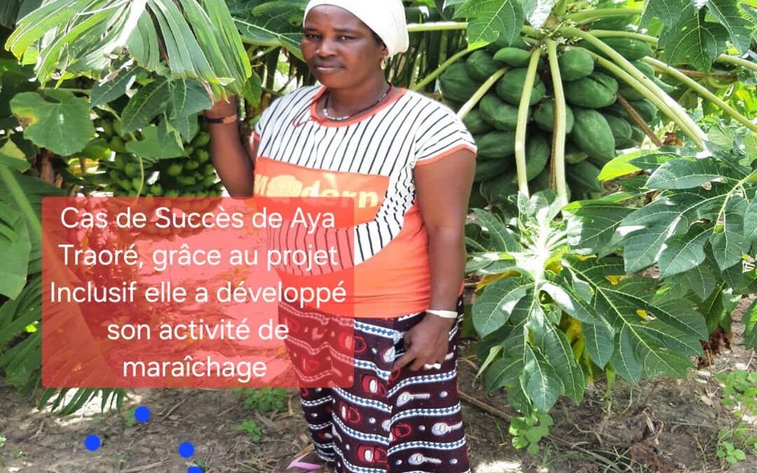 Cas de Succès de Mme Aya Traoré. Grace au projet Inclusif, elle a développé son activité de maraîchage